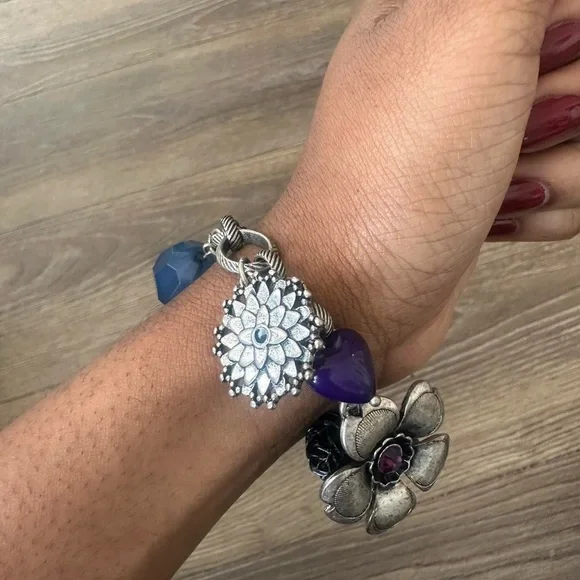 Vintage Handmade Whimysgoth Y2K Silver Chunky Charm Bracelet - Picture 3 of 8